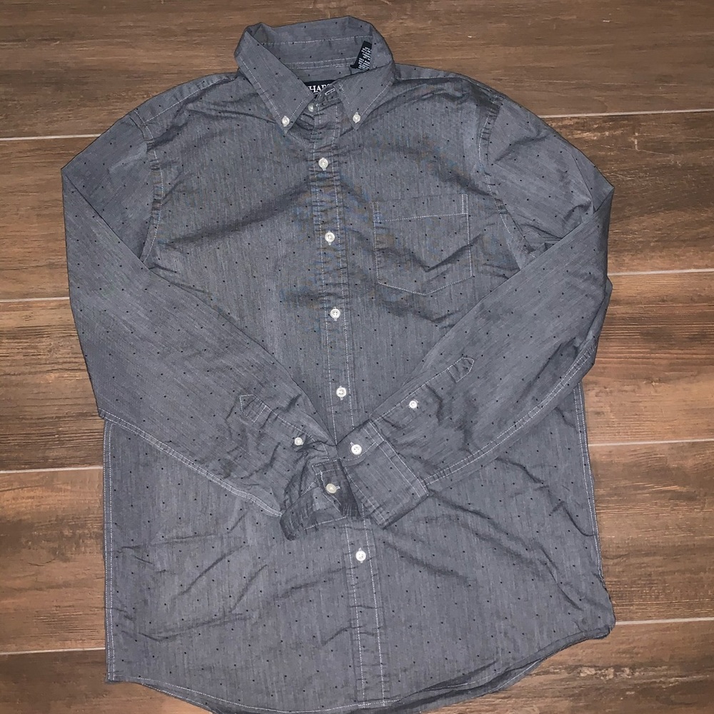 Chaps Button Down Gray Dress Shirt
